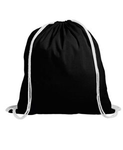 cotton-drawstring-ball-school-gym-bag black