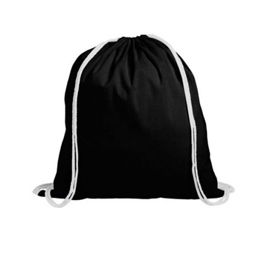cotton-drawstring-ball-school-gym-bag black