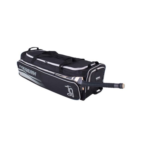 Kookaburra-4500-black-wheelie-bag-front-bat